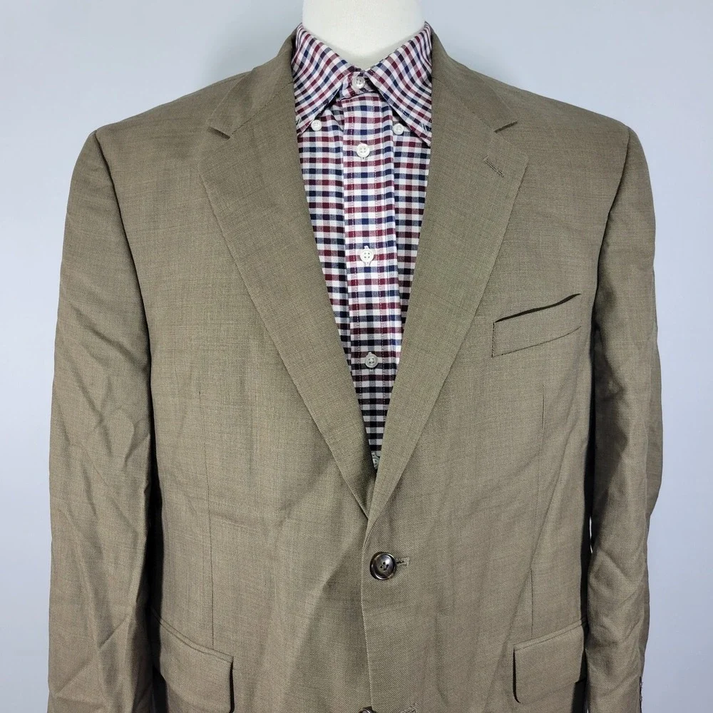 Stafford‎ Men's Sport Coat Blazer Two Button Brown Wool Size 48R